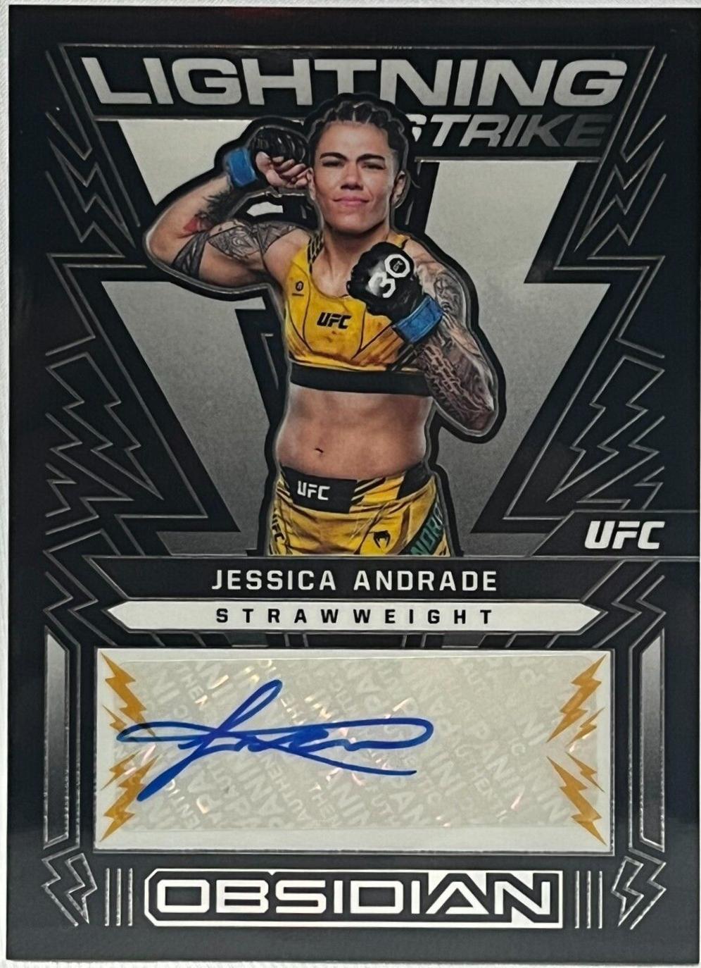 Jessica Andrade 2023 Panini Chronicles UFC Obsidian Lightning Strike Signatures #19 Gold