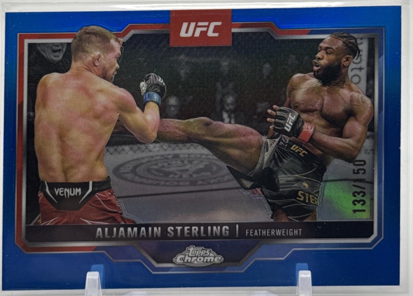 Aljamain Sterling 2025 Topps Chrome UFC Base #64 Blue Refractor