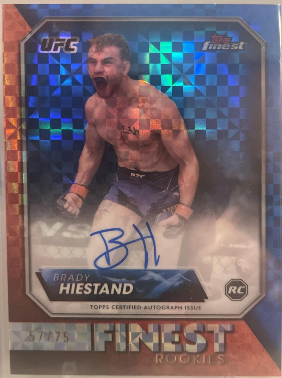 Brady Hiestand 2024 Topps Finest UFC Rookie Finest Autographs #RFA-BH Blue Checkerboard Refractor