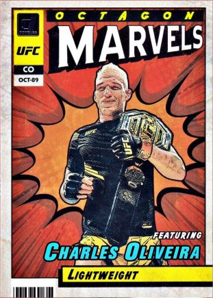 Charles Oliveira 2022 Panini Donruss UFC Octagon Marvels #1 Press Proof Black