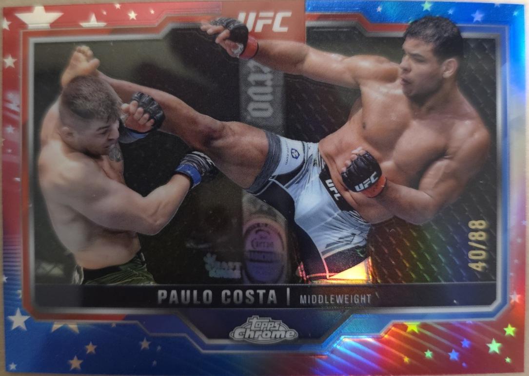 Paulo Costa 2025 Topps Chrome UFC Base #153 Red White Blue Refractor