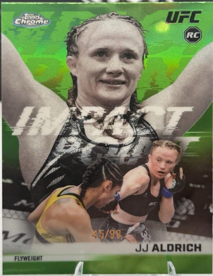 JJ Aldrich 2026 Topps Chrome UFC Impact Point #IP-17 Green Refractor
