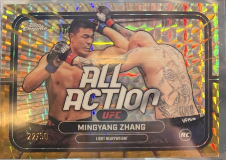 Mingyang Zhang 2026 Topps Chrome UFC All-Action #AA-50 Gold Geometric Refractor