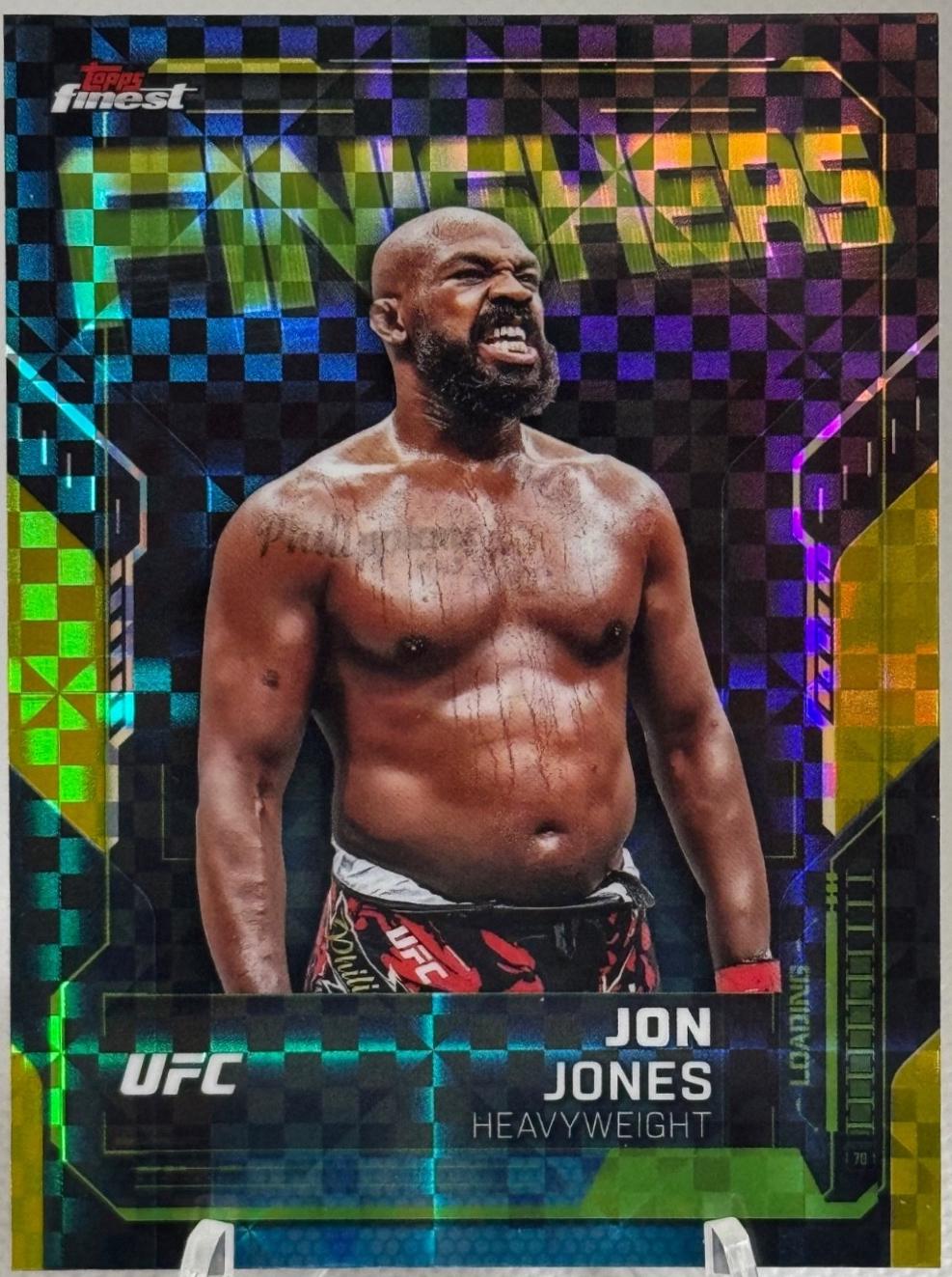 Jon Jones 2025 Topps Finest UFC Finishers #FN-15 Checkerboard Refractor