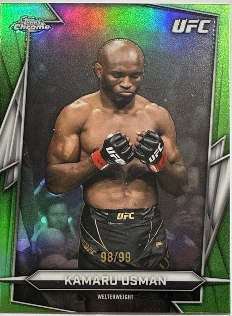 Kamaru Usman 2026 Topps Chrome UFC Base #27 Green Refractor