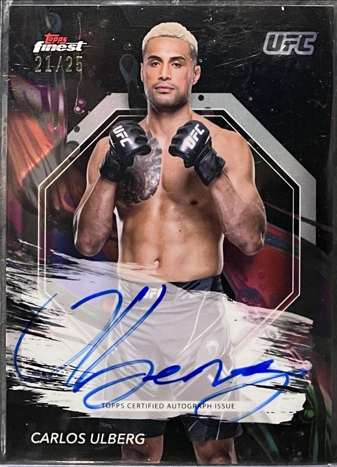 Carlos Ulberg 2024 Topps Finest UFC Finest Autographs #FA-CUG Black Refractor