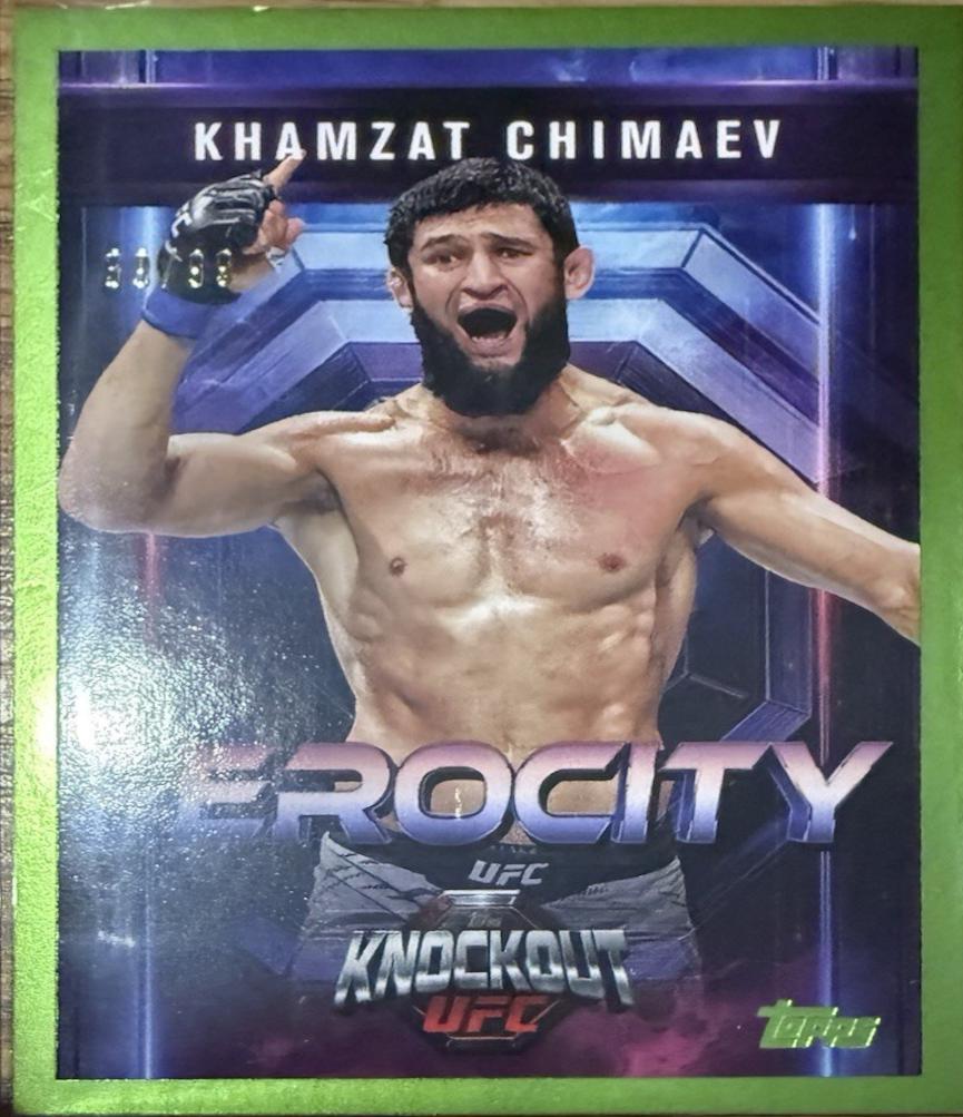 Khamzat Chimaev 2025 Topps Knockout UFC Ferocity #FE-1 Lime Green