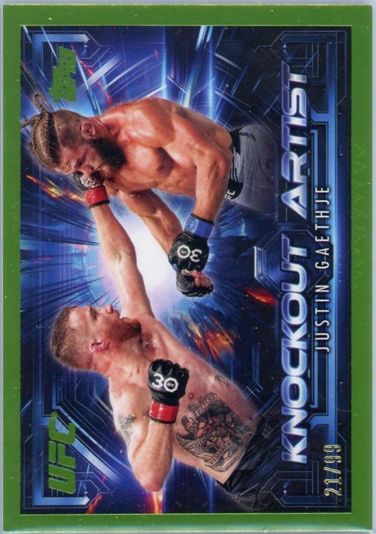Justin Gaethje 2025 Topps Knockout UFC Knockout Artists #KA-20 Lime Green