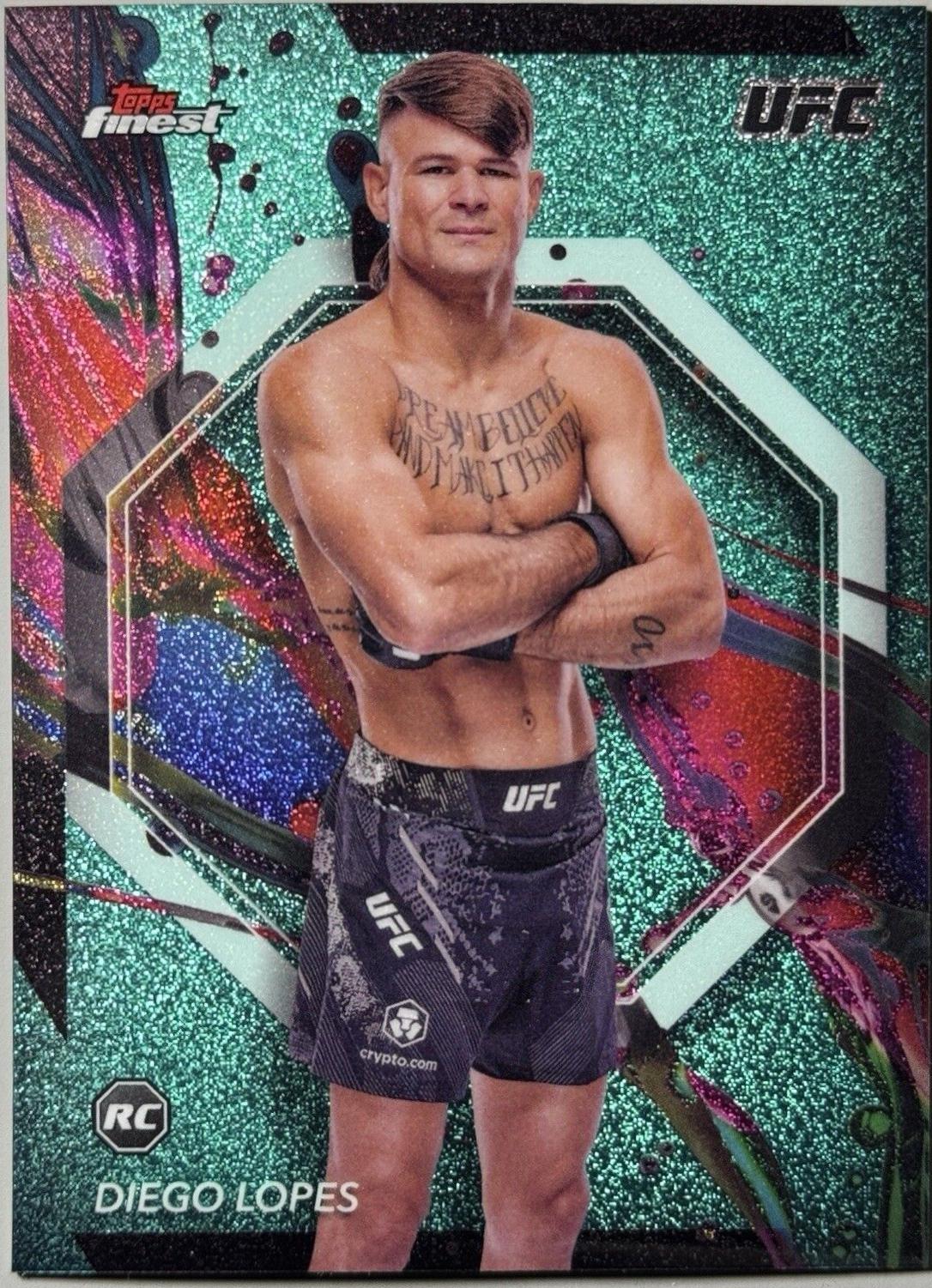 Diego Lopes 2024 Topps Finest UFC Base Common #42 Aqua Glitter Refractor