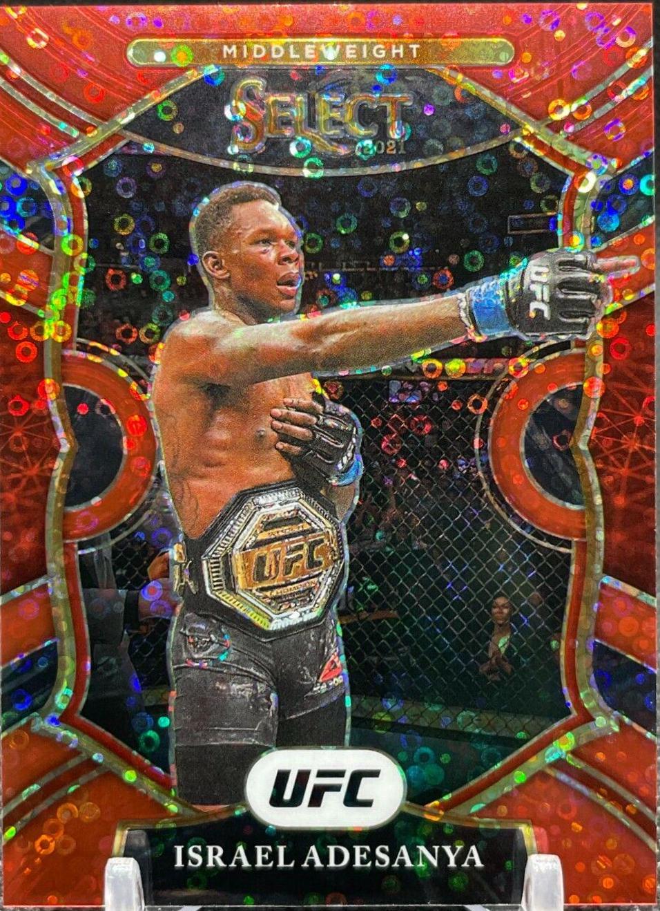Israel Adesanya 2021 Panini Select UFC Concourse #64 Red Disco