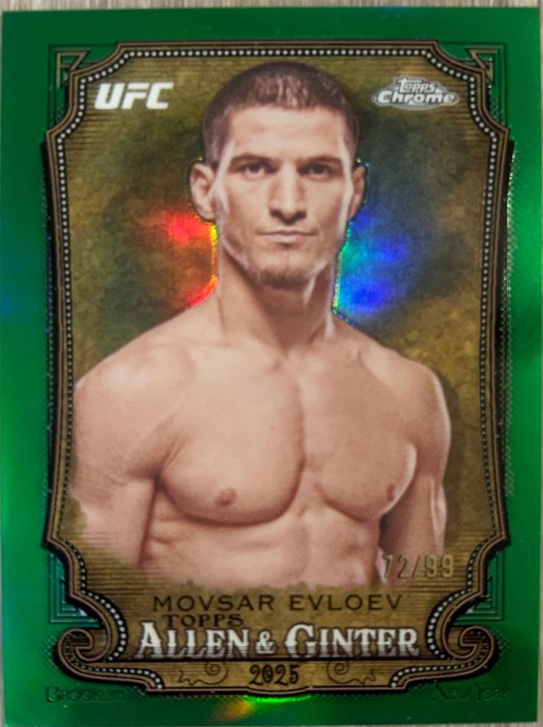 Movsar Evloev 2025 Topps Chrome UFC Allen & Ginter #AAG-11 Green Refractor