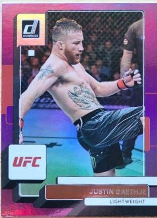 Justin Gaethje 2023 Panini Donruss UFC Base #94 Purple Flood