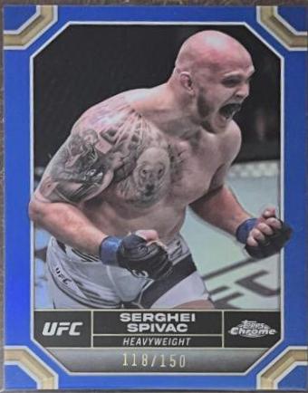 Serghei Spivac 2024 Topps Chrome UFC Base #176 Blue Refractor
