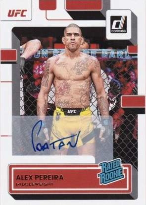 Alex Pereira 2023 Panini Donruss UFC Rated Rookies Signatures #209 Holo Black Laser