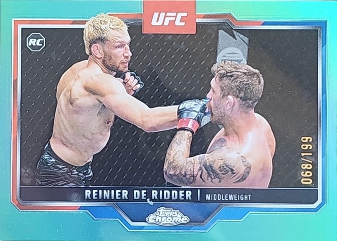 Reinier de Ridder 2025 Topps Chrome UFC Base #185 Aqua Refractor