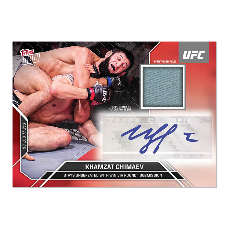 Khamzat Chimaev Topps Now UFC Sticker Autograph Relics #28 Red
