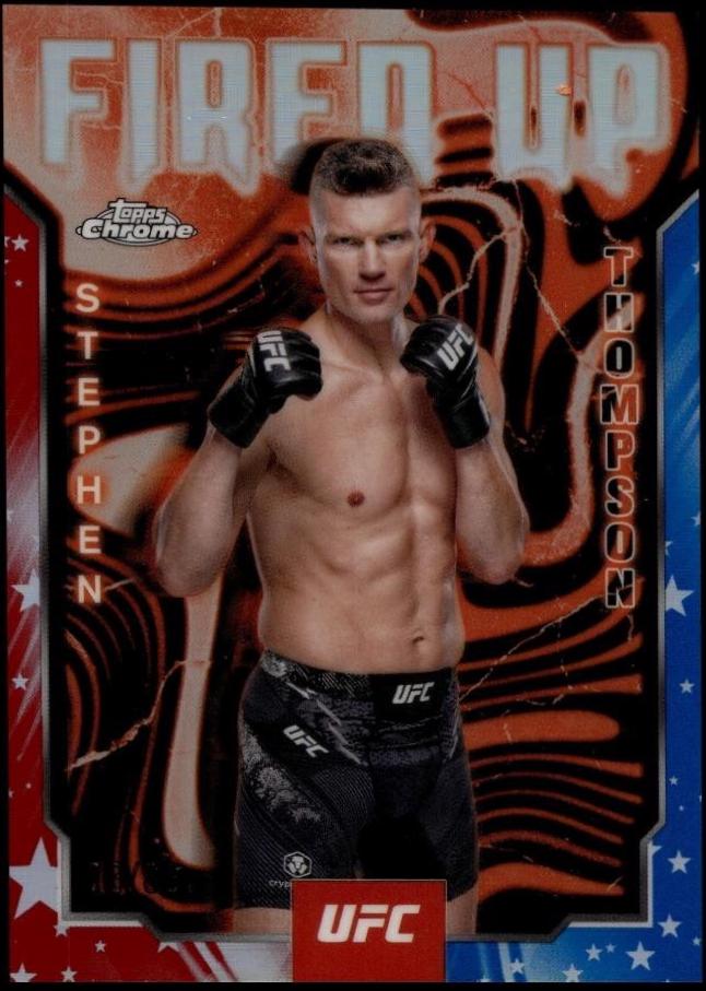 Stephen Thompson 2025 Topps Chrome UFC Fired Up #FUP-7 Red White Blue Refractor