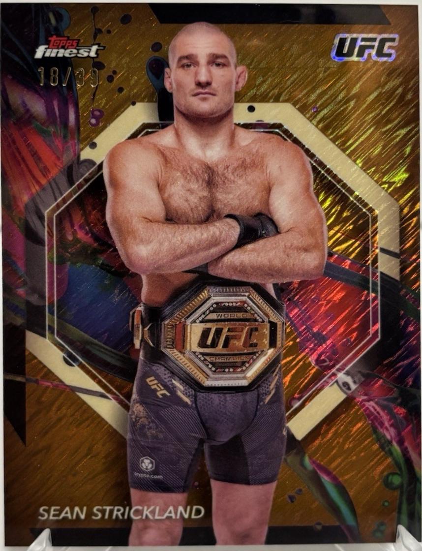 Sean Strickland 2024 Topps Finest UFC Base Common #45 Gold Shimmer Refractor