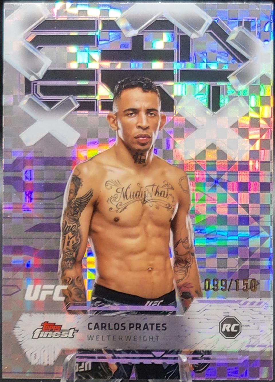 Carlos Prates 2025 Topps Finest UFC Base Common #87 Purple Checkerboard Refractor