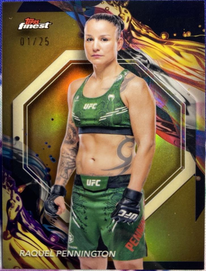 Raquel Pennington 2024 Topps Finest UFC Base Uncommon #148 Gold Refractor