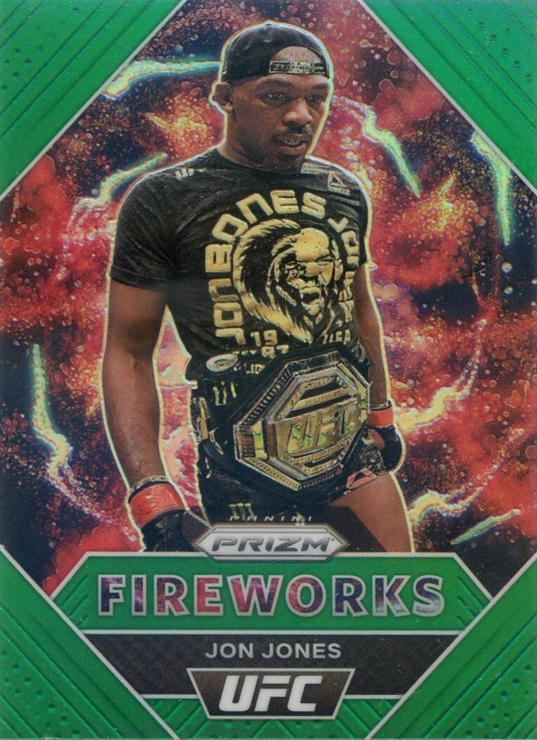 Jon Jones 2021 Panini Prizm UFC Fireworks #9 Green