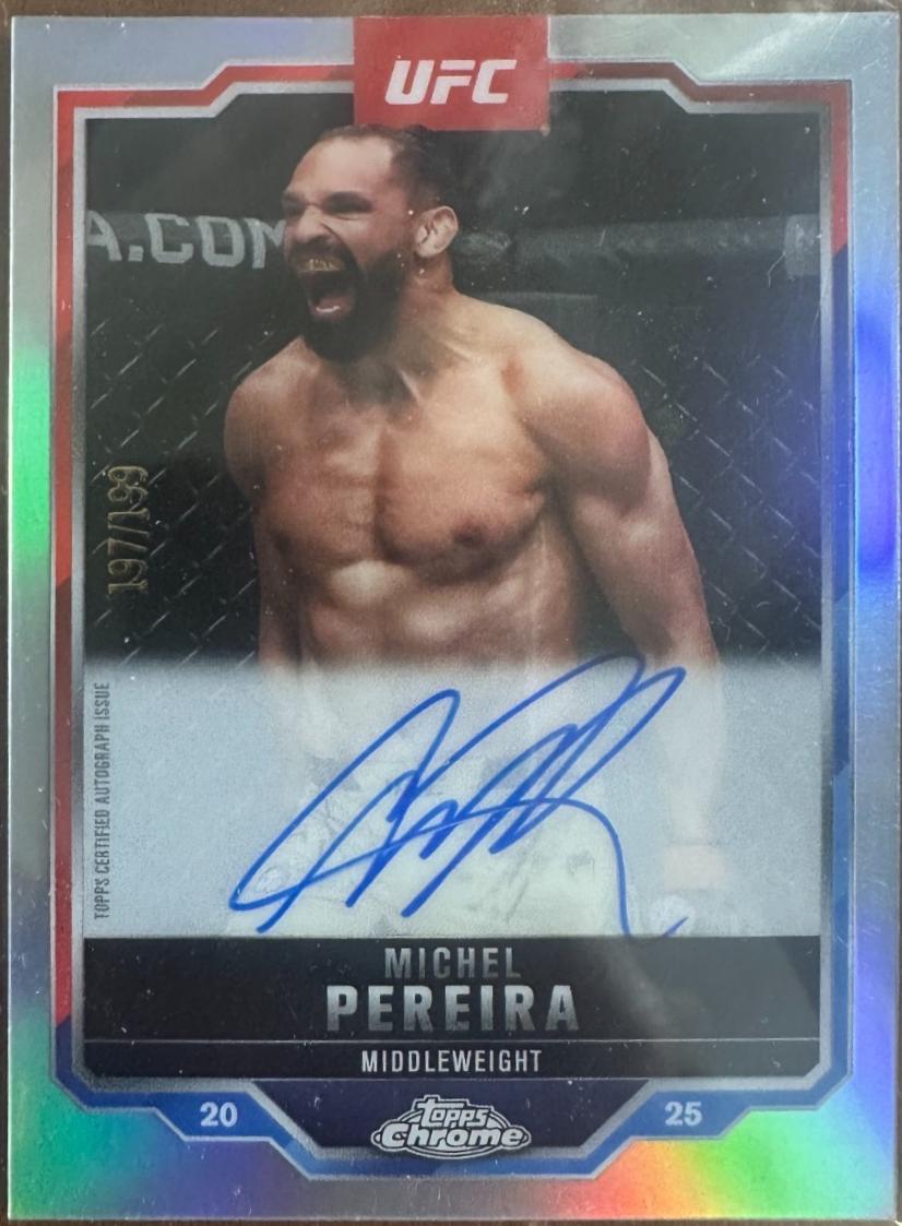 Michel Pereira 2025 Topps Chrome UFC Chrome Veteran Autographs #CVA-MA Refractor