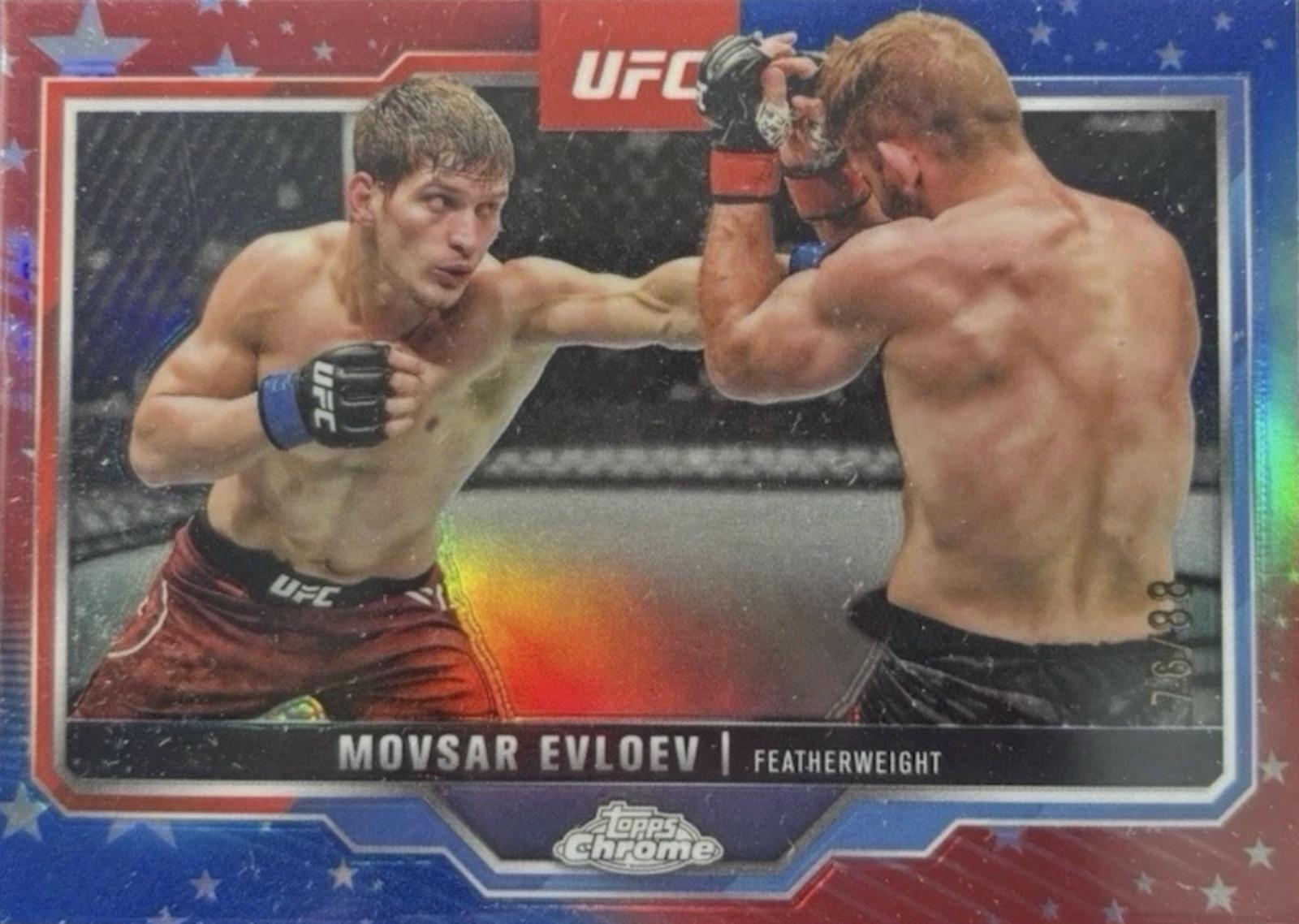 Movsar Evloev 2025 Topps Chrome UFC Base #10 Red White Blue Refractor