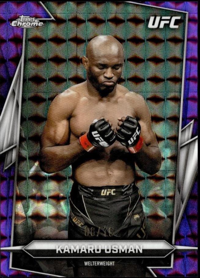 Kamaru Usman 2026 Topps Chrome UFC Base #27 Purple Geometric Refractor