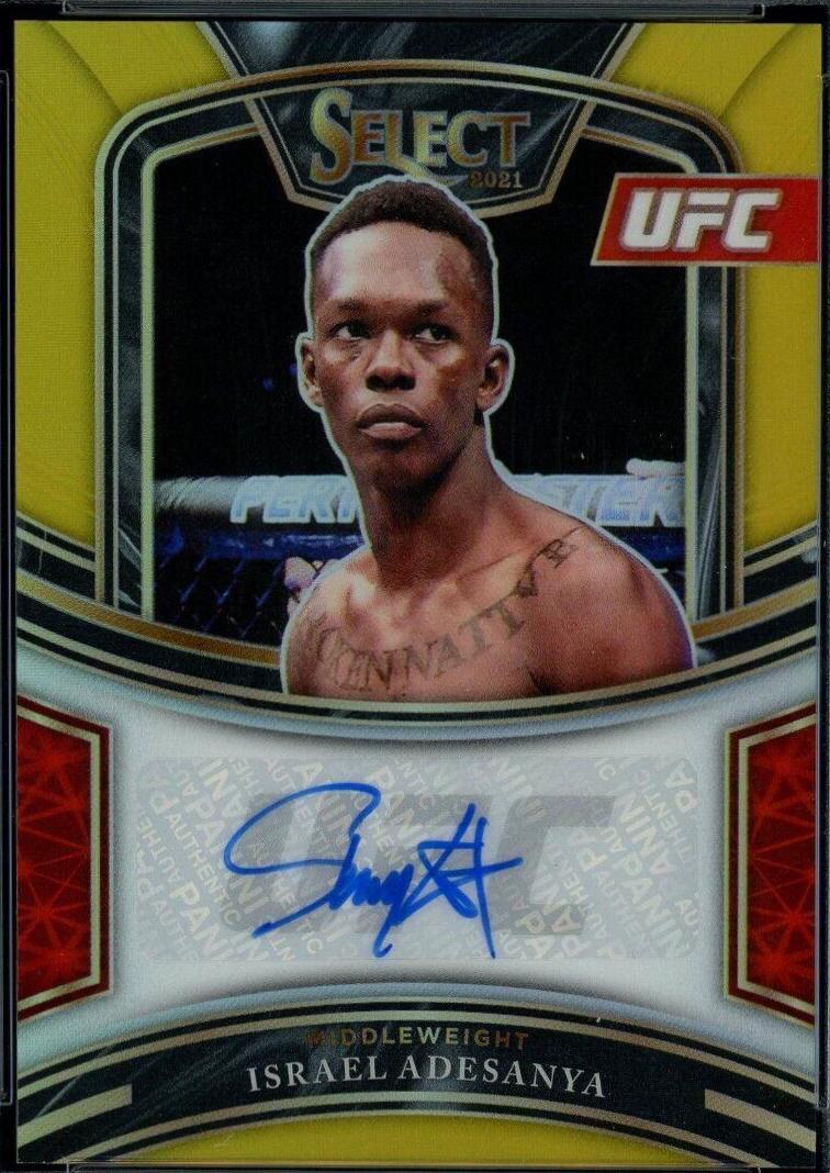 Israel Adesanya 2021 Panini Select UFC Signatures #35 Gold Prizms