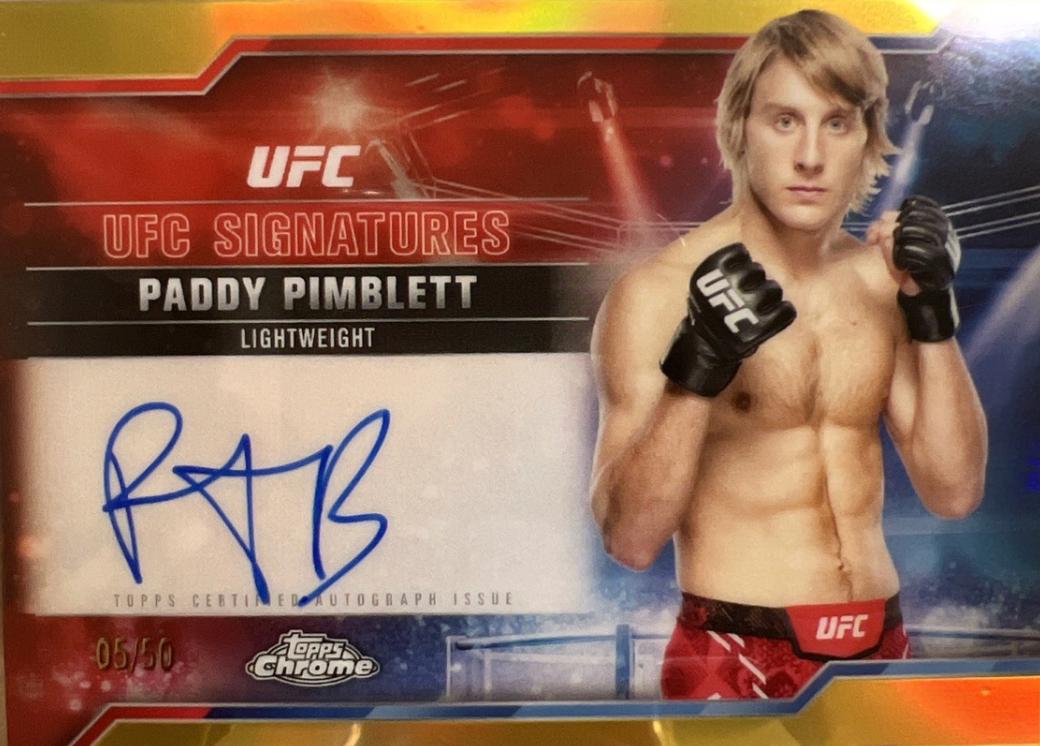 Paddy Pimblett 2025 Topps Chrome UFC UFC Signatures #SIG-PP Gold Refractor