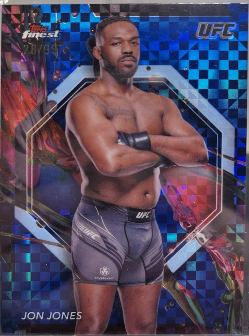 Jon Jones 2024 Topps Finest UFC Base Common #61 Blue Checkerboard Refractor