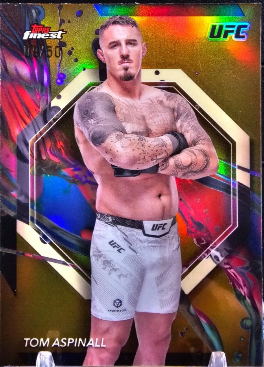 Tom Aspinall 2024 Topps Finest UFC Base Common #49 Gold Refractor