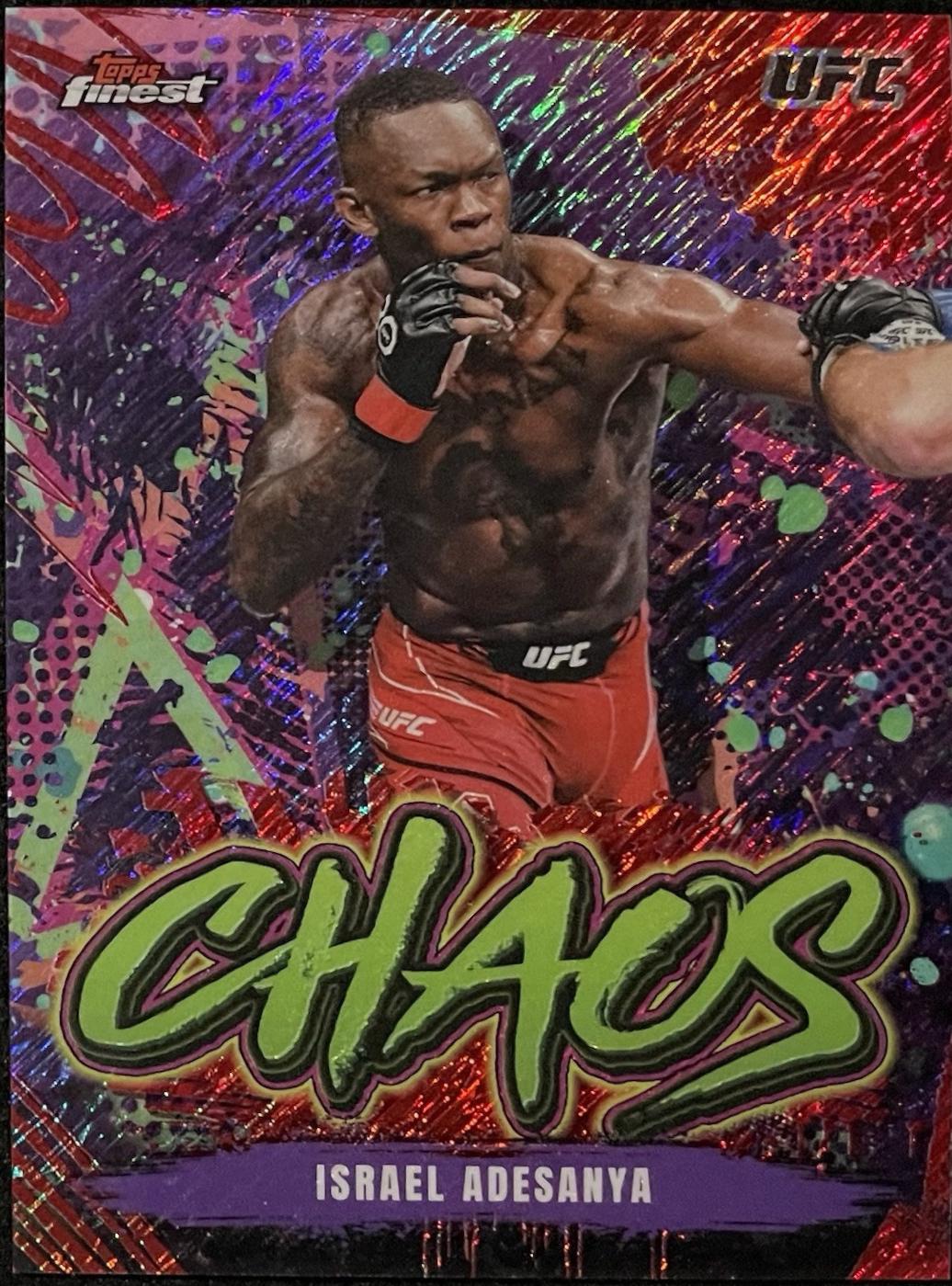 Israel Adesanya 2024 Topps Finest UFC Chaos #CHA-29 Red Shimmer Refractor
