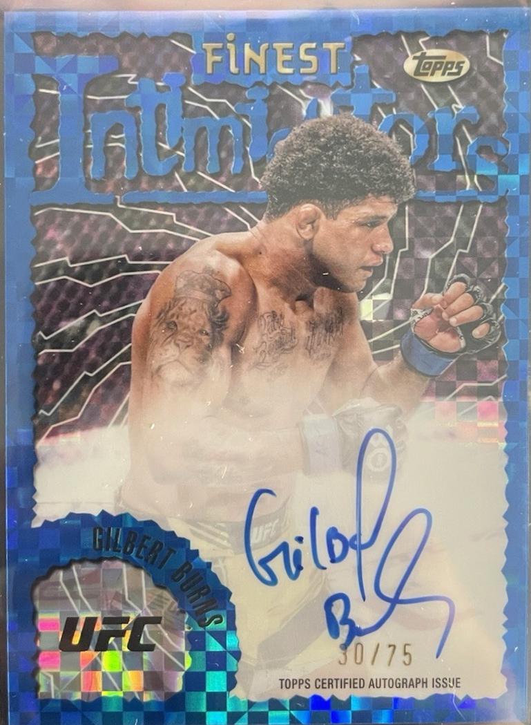 Gilbert Burns 2024 Topps Finest UFC Intimidators Autographs #IA-GBS Blue Checkerboard Refractor