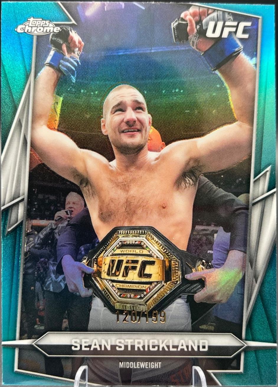 Sean Strickland 2026 Topps Chrome UFC Base #2 Aqua Refractor