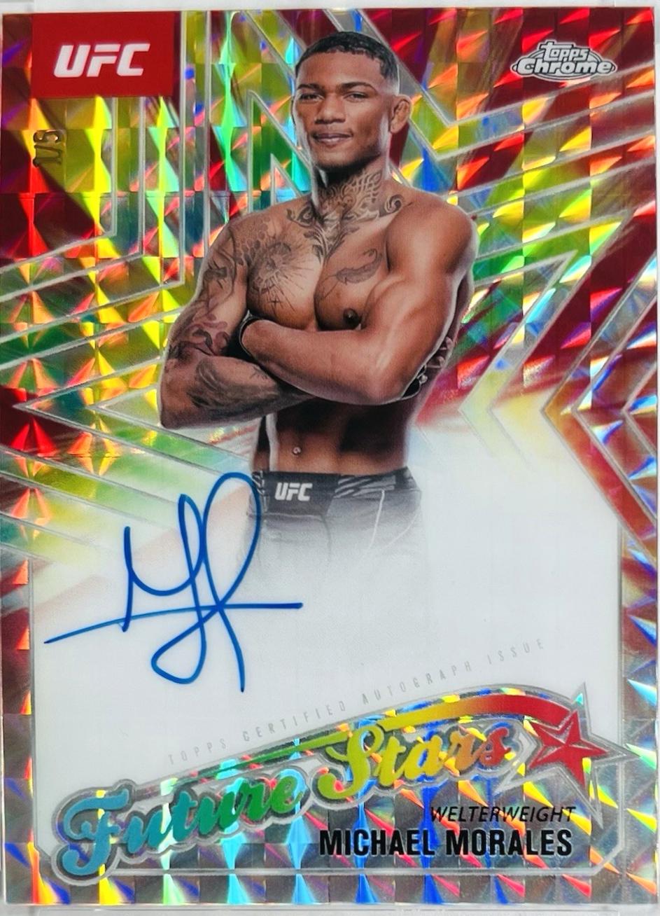 Michael Morales 2025 Topps Chrome UFC Future Stars Autographs #FSA-MS Geometric Red Refractor