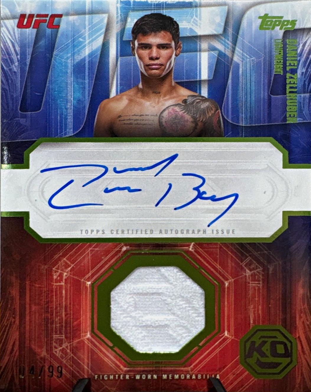 Daniel Zellhuber 2026 Topps Knockout UFC Knockout Autograph Relics #KAR-DZ Lime Green