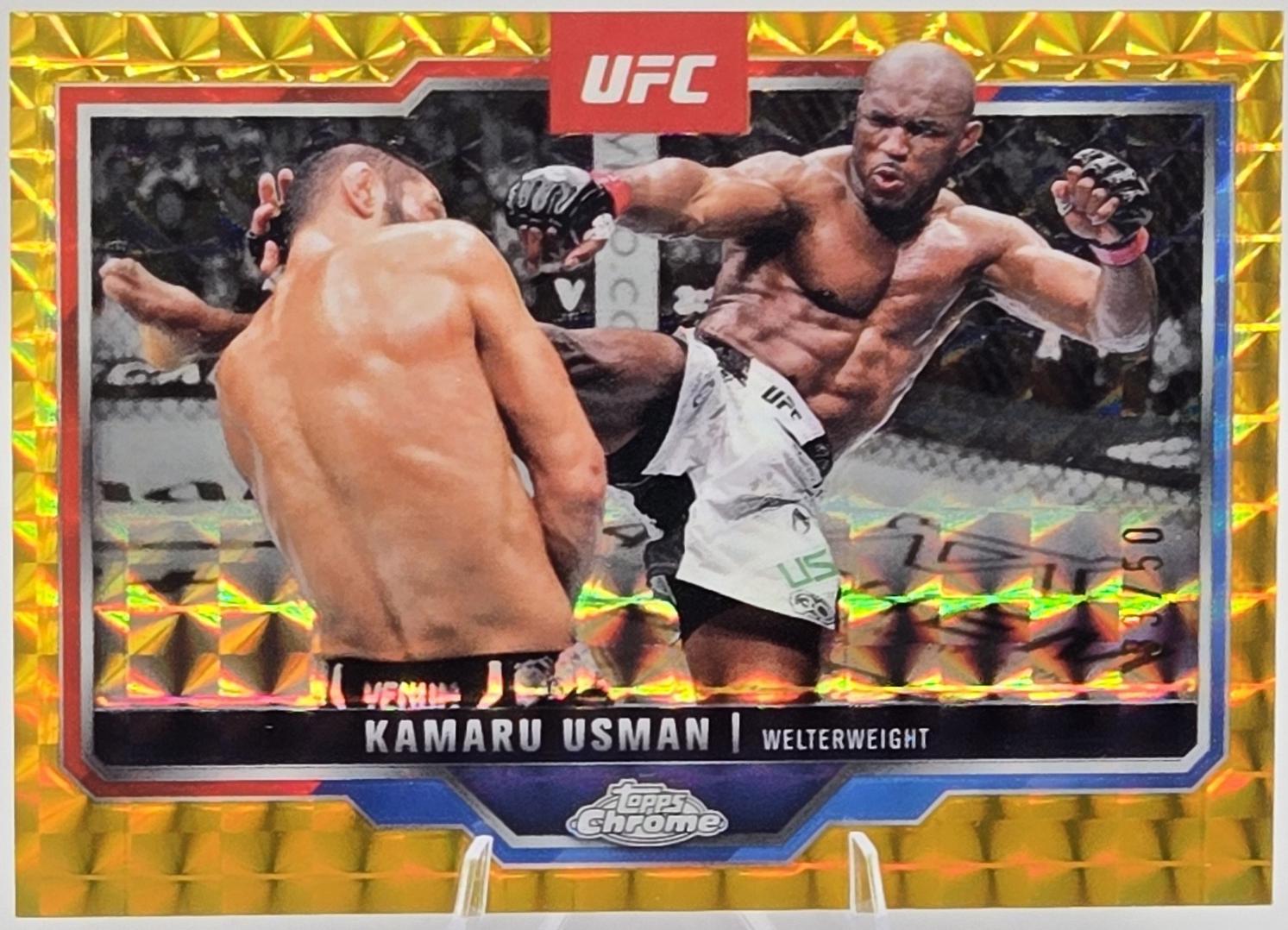 Kamaru Usman 2025 Topps Chrome UFC Base #27 Gold Geometric Refractor