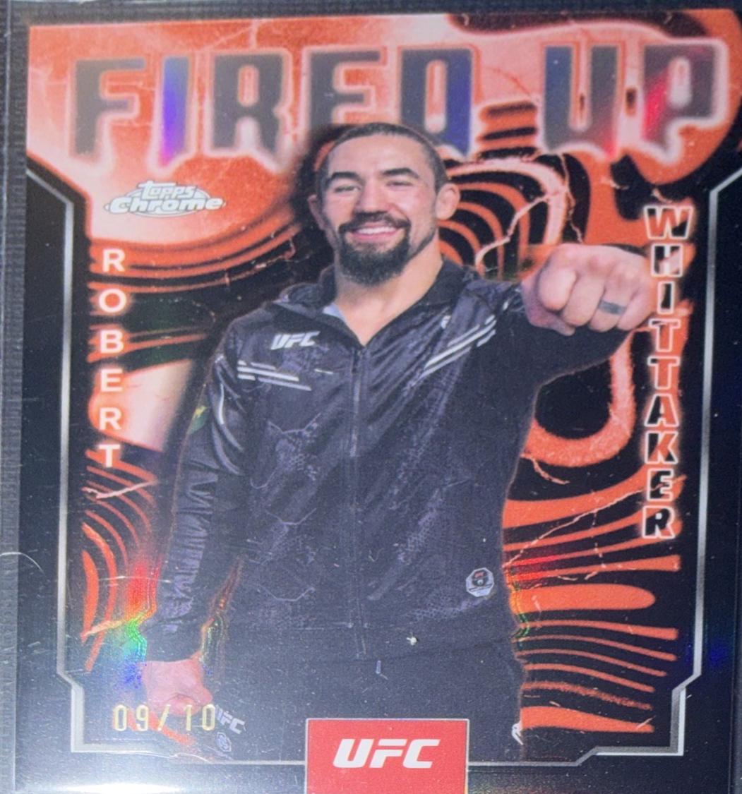 Robert Whittaker 2025 Topps Chrome UFC Fired Up #FUP-11 Black & Gold Refractor