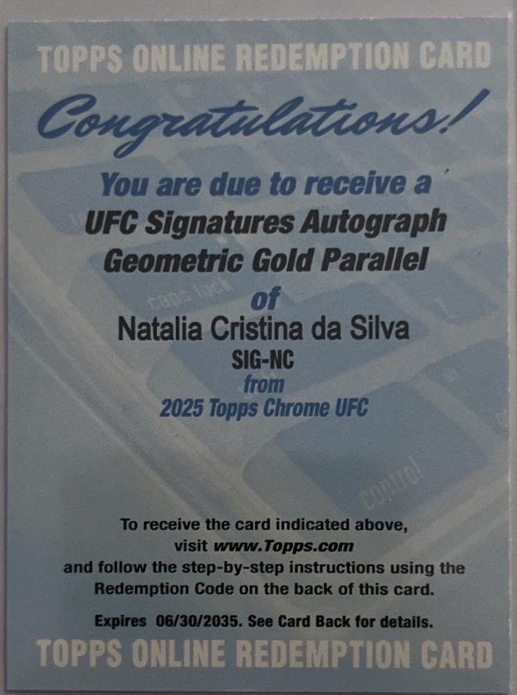 Natalia Silva 2025 Topps Chrome UFC UFC Signatures #SIG-NC Geometric Gold Refractor
