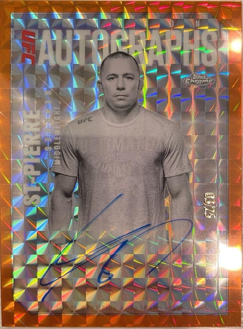 Georges St-Pierre 2025 Topps Chrome UFC Octagon Legends Autographs #OLA-GS Geometric Orange Refractor