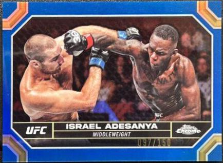 Israel Adesanya 2024 Topps Chrome UFC Base #81 Blue Refractor