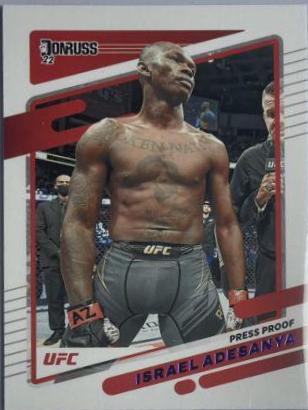 Israel Adesanya 2022 Panini Donruss UFC Base #11 Press Proof Purple