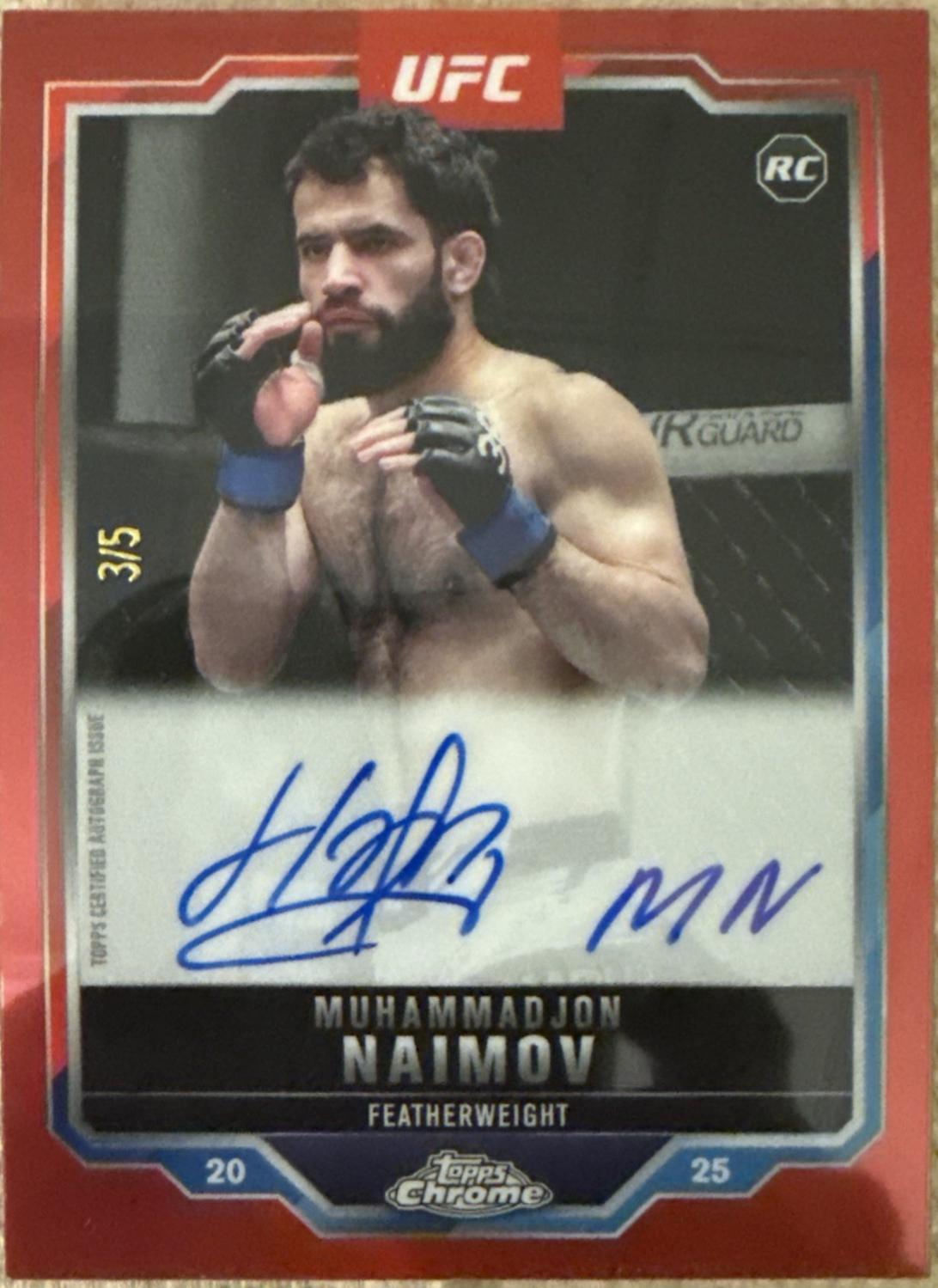 Muhammadjon Naimov 2025 Topps Chrome UFC Chrome Rookie Autographs #CRA-MN Red Refractor