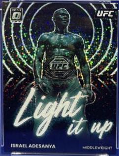 Israel Adesanya 2023 Panini Donruss Optic UFC Light It Up #17 Gold Vinyl