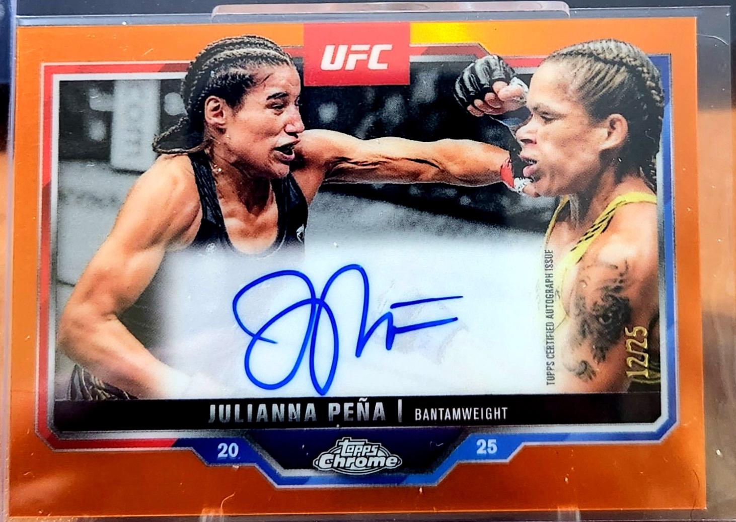 Julianna Peña 2025 Topps Chrome UFC Chrome Veteran Autographs #CVA-JU Superfractor