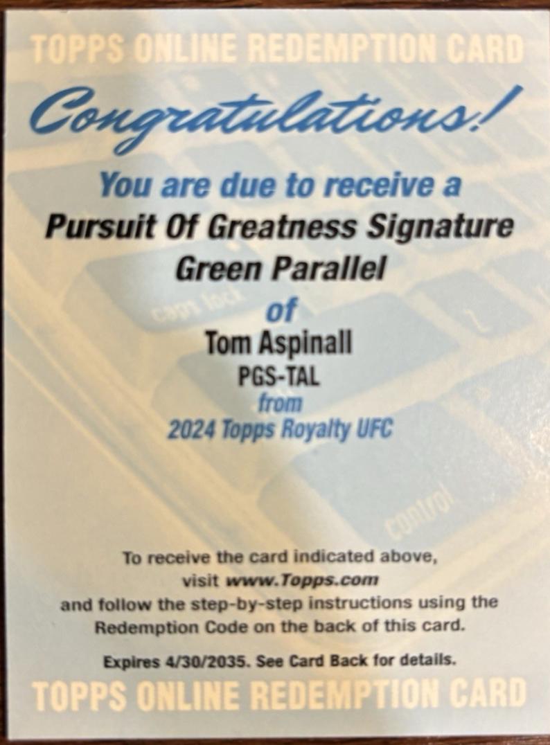 Tom Aspinall 2024 Topps Royalty UFC Pursuit of Greatness Autographs #PGS-TAL Platinum