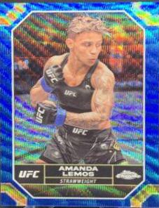 Amanda Lemos 2024 Topps Chrome UFC Base #14 Blue Wave Refractor
