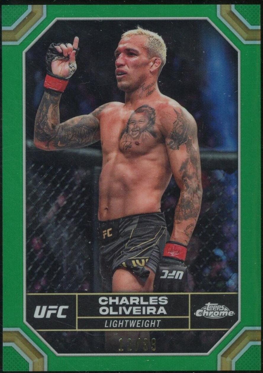 Charles Oliveira 2024 Topps Chrome UFC Base #42 Green Refractor