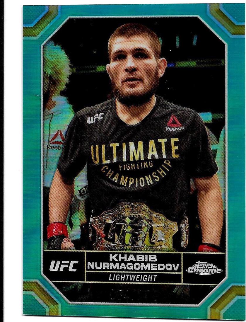 Khabib Nurmagomedov 2024 Topps Chrome UFC Base #112 Aqua Refractor